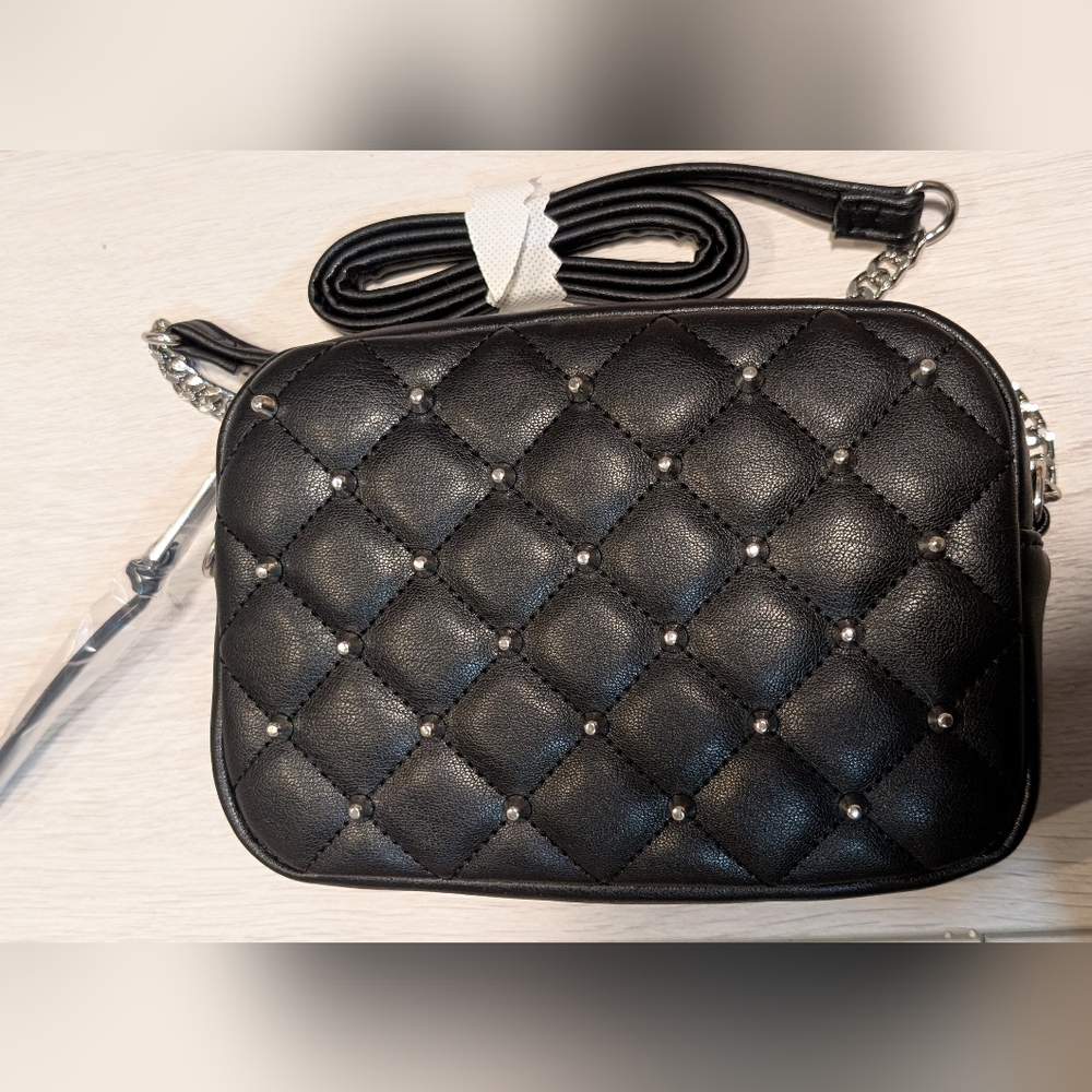 Rebecca Minkoff Black and Silver Quilted Crossbody Bag